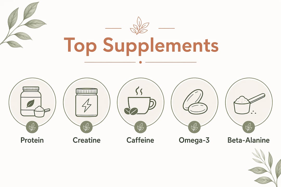 Infographic showing top supplements hierarchy for body composition