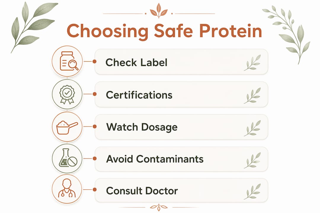 Infographic depicting safe protein powder steps