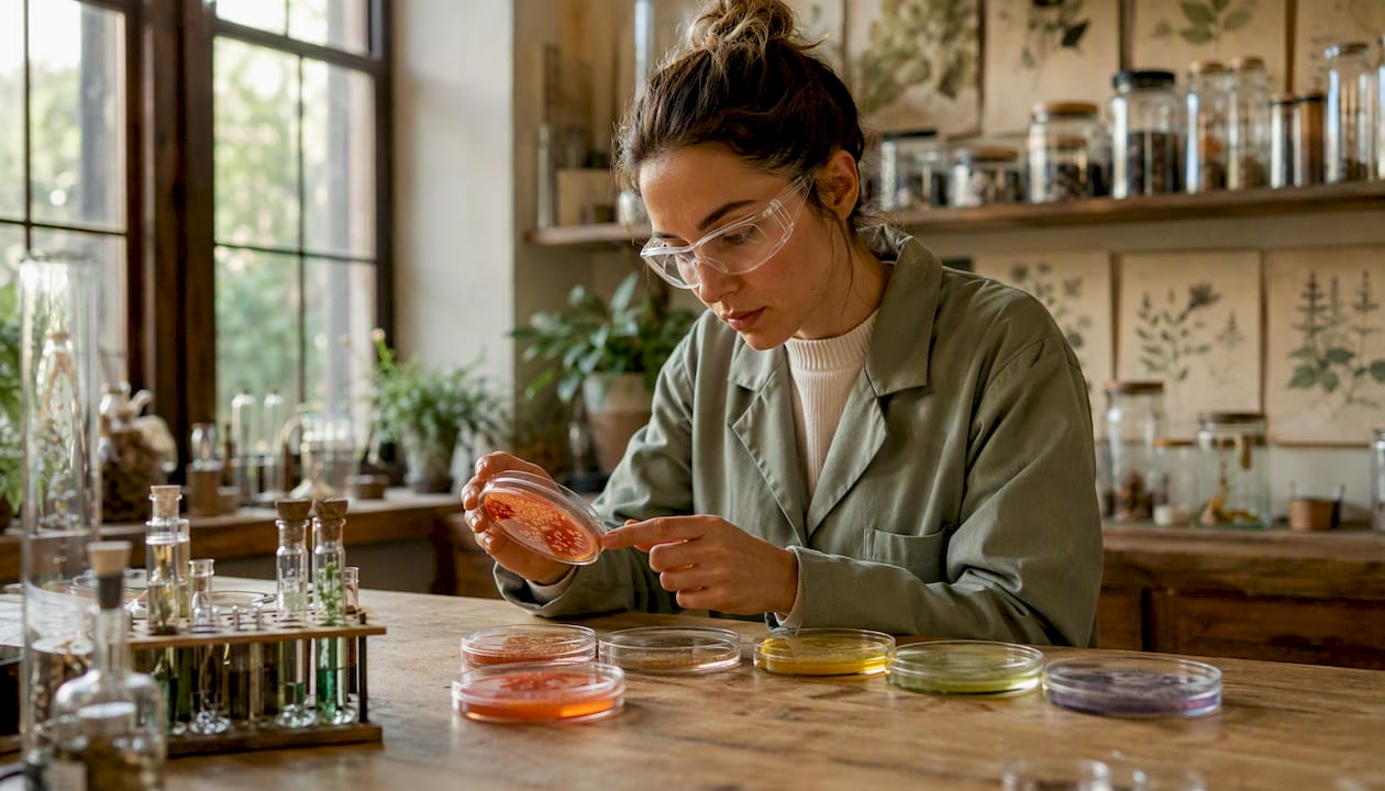 Scientist analyzing gut microbiome samples