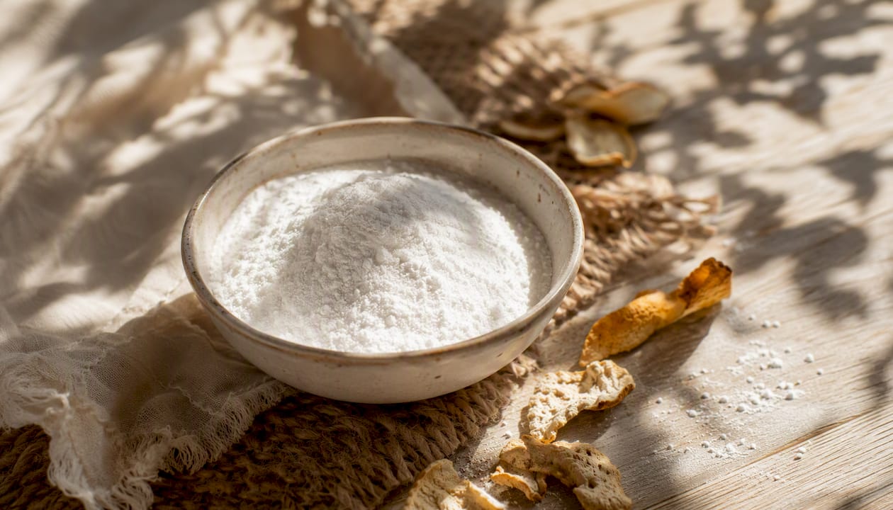 Ceramic bowl with magnesium citrate powder