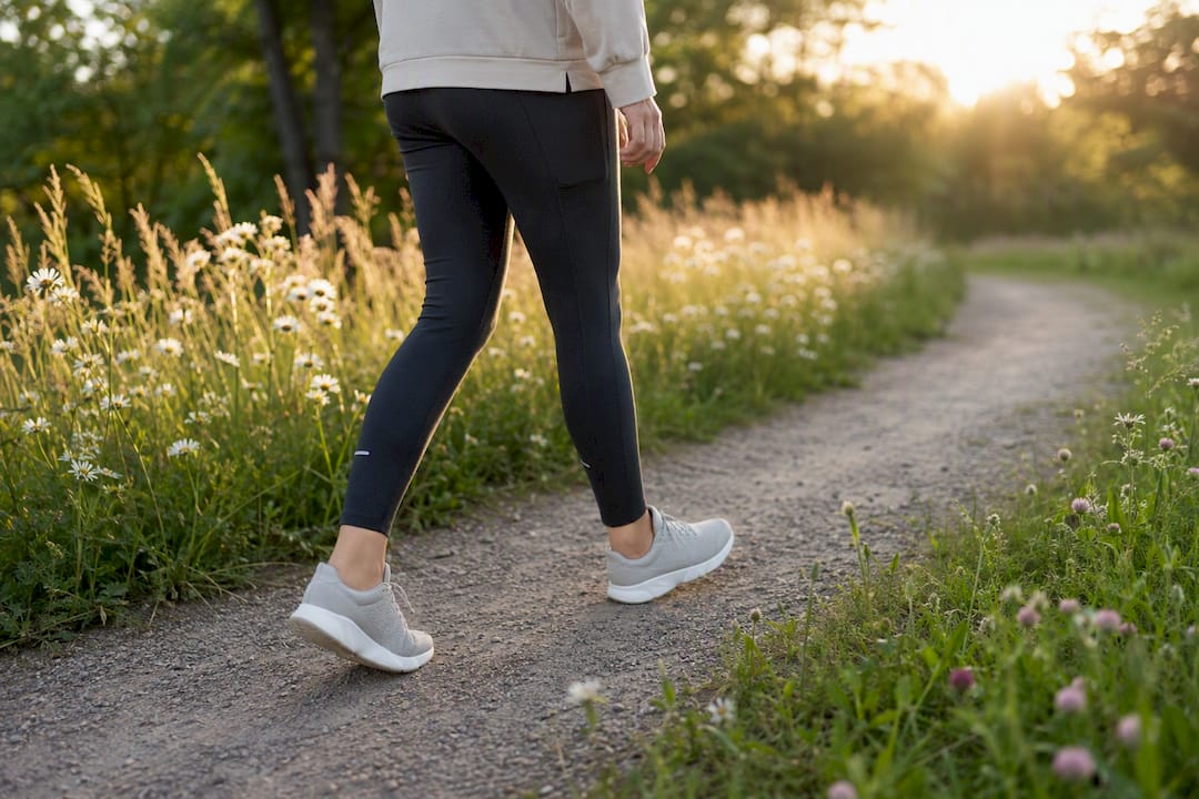 Person walking on park trail for exercise