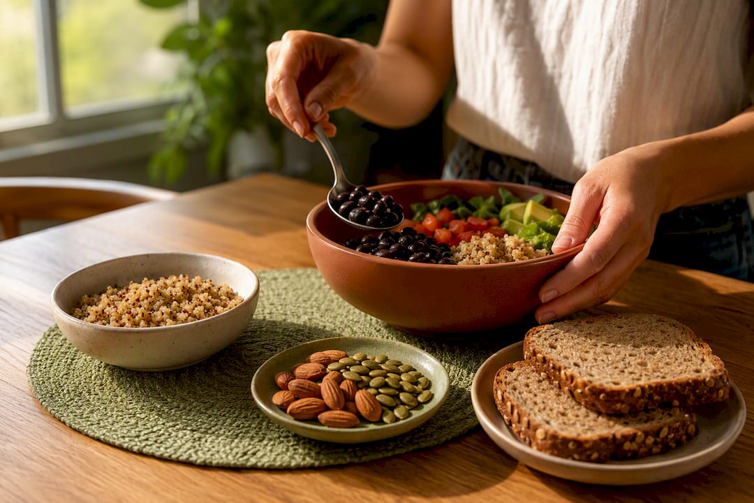Hands preparing magnesium-rich food swaps