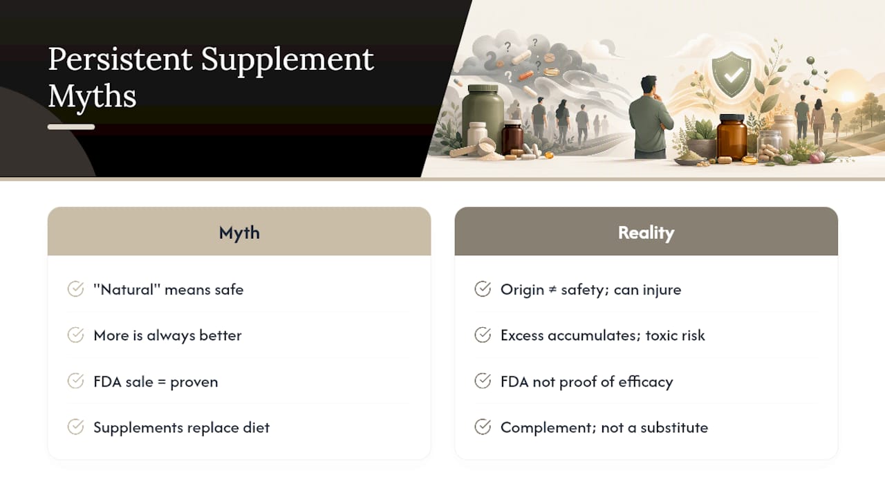 Common Myths About Supplements That Won't Go Away — overview diagram
