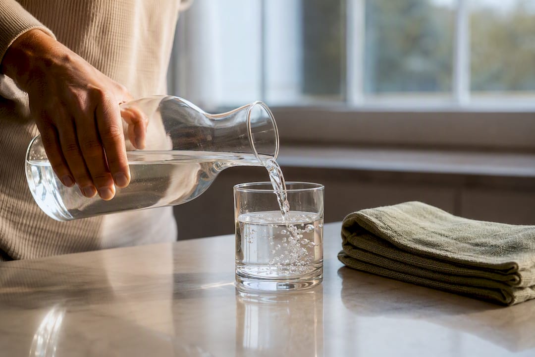 Water being poured for daily hydration