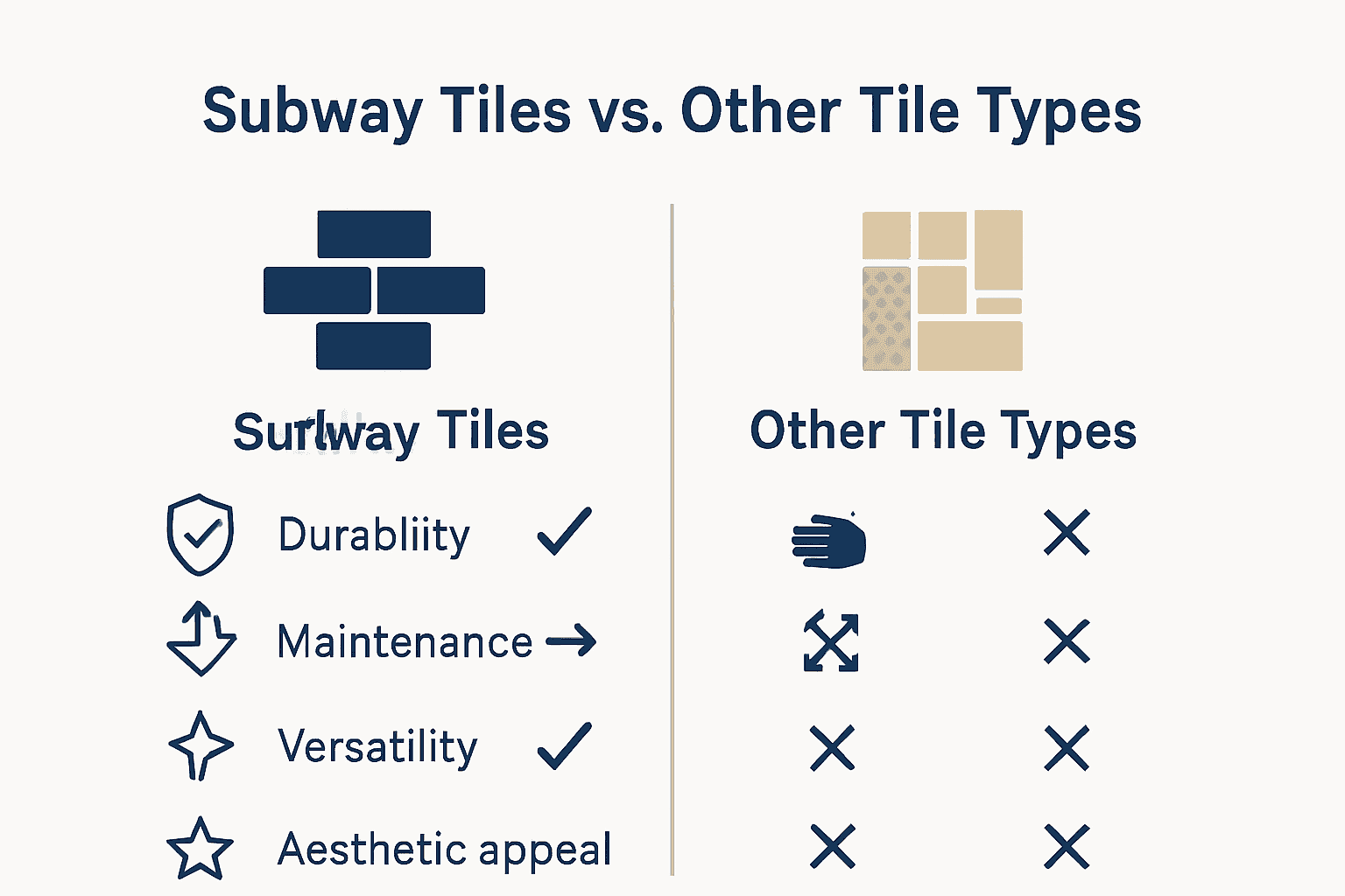 Infographic comparing subway tile benefits to other tile options