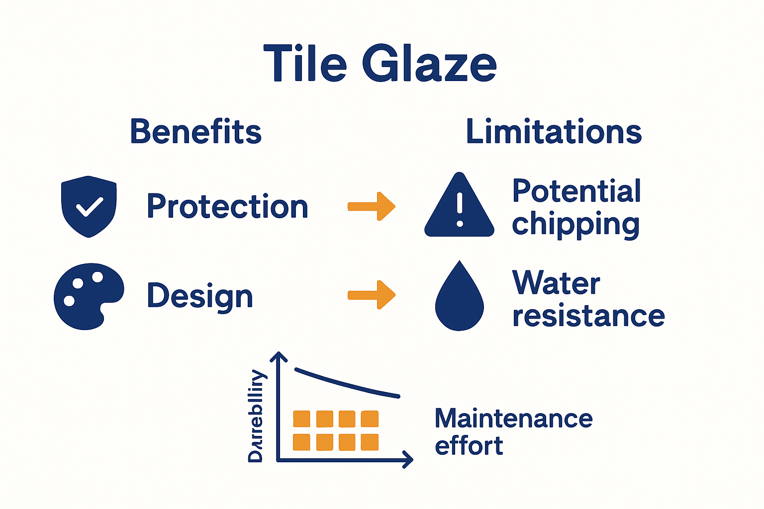 Tile glaze benefits versus limitations infographic