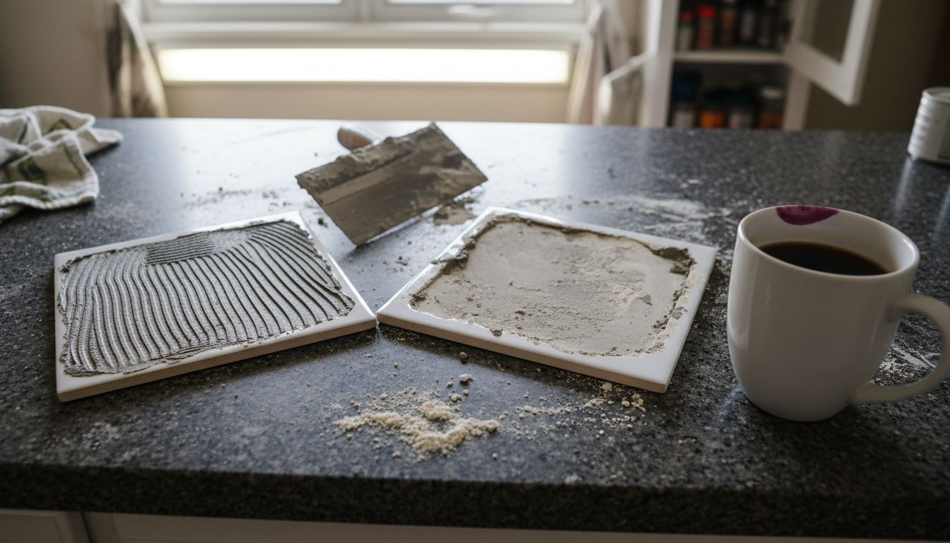 Even vs. uneven adhesive on tile backs