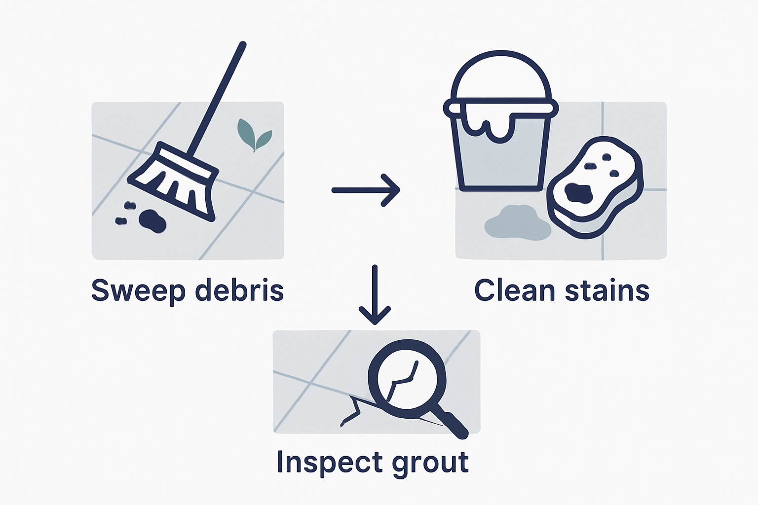 Infographic steps for outdoor tile care