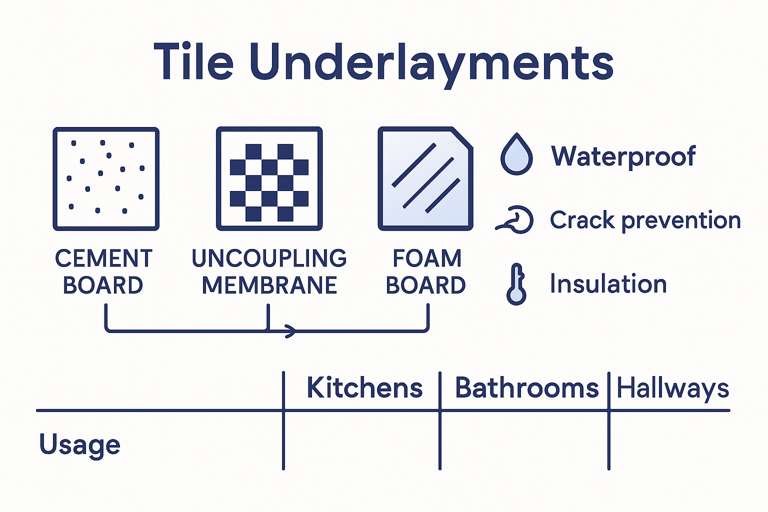 Infographic comparing UK tile underlayment types