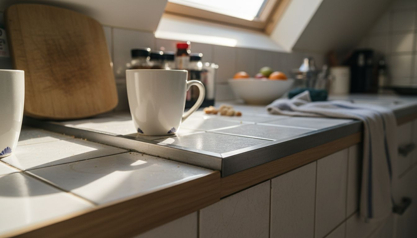 Tile edging profile on kitchen worktop