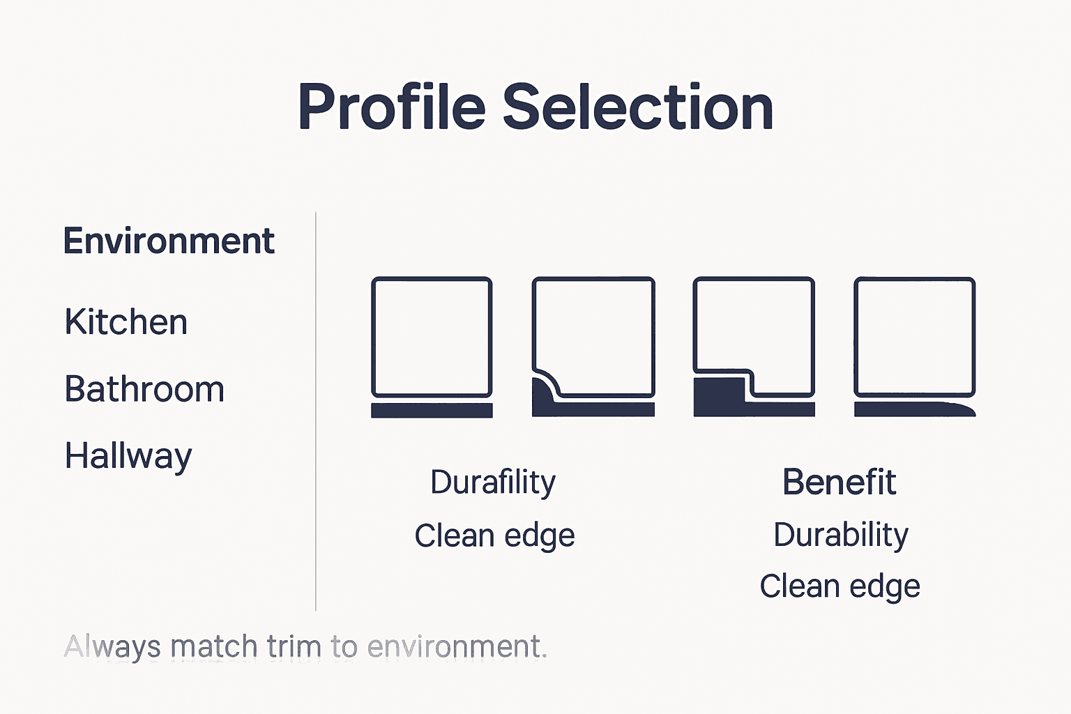 Infographic showing tile edging profile selection