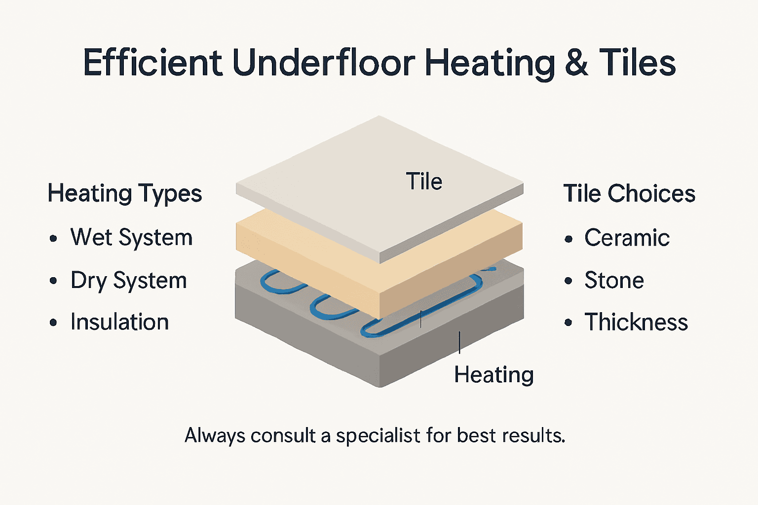 Infographic of underfloor heating and tile basics