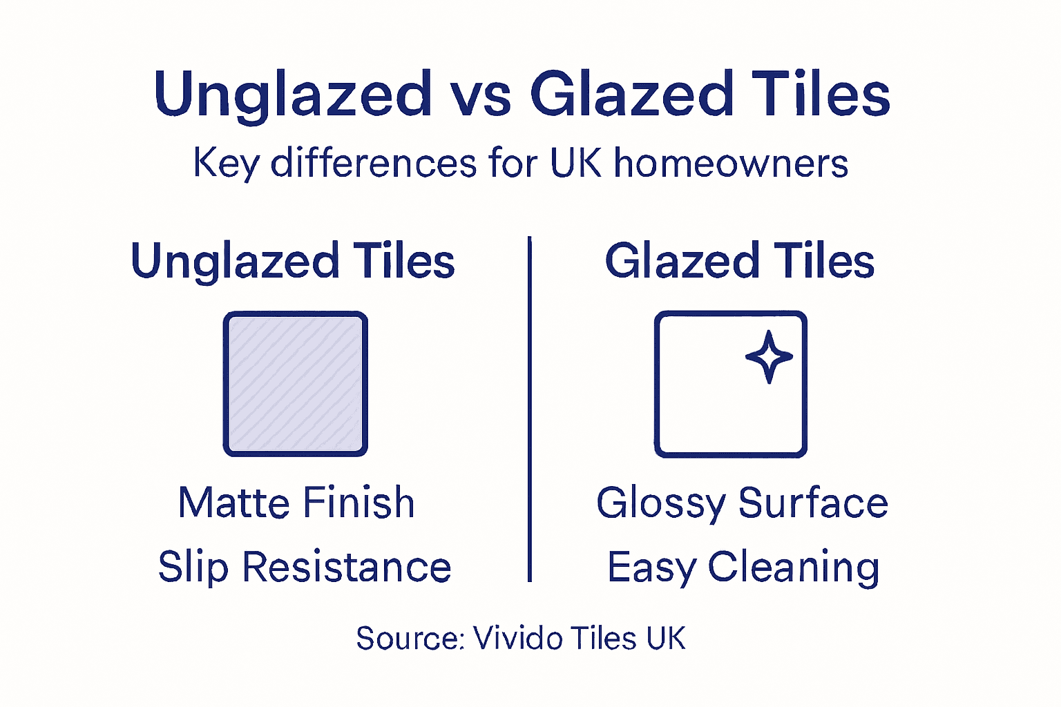 Infographic comparing unglazed and glazed tiles