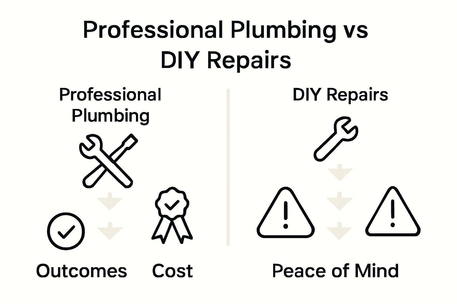 Infographic comparing professional plumbing service and DIY plumbing risks.
