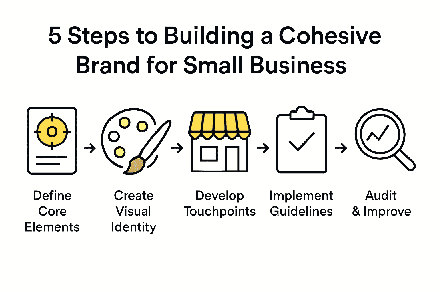 Infographic showing 5 essential steps to building a cohesive small business brand