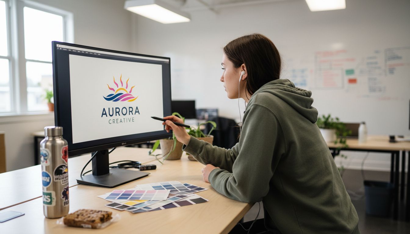 Designer assesses brand logo for trust