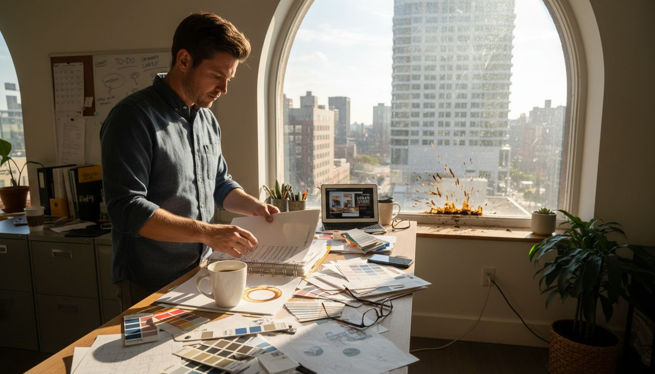 Creative director reviewing brand guidelines