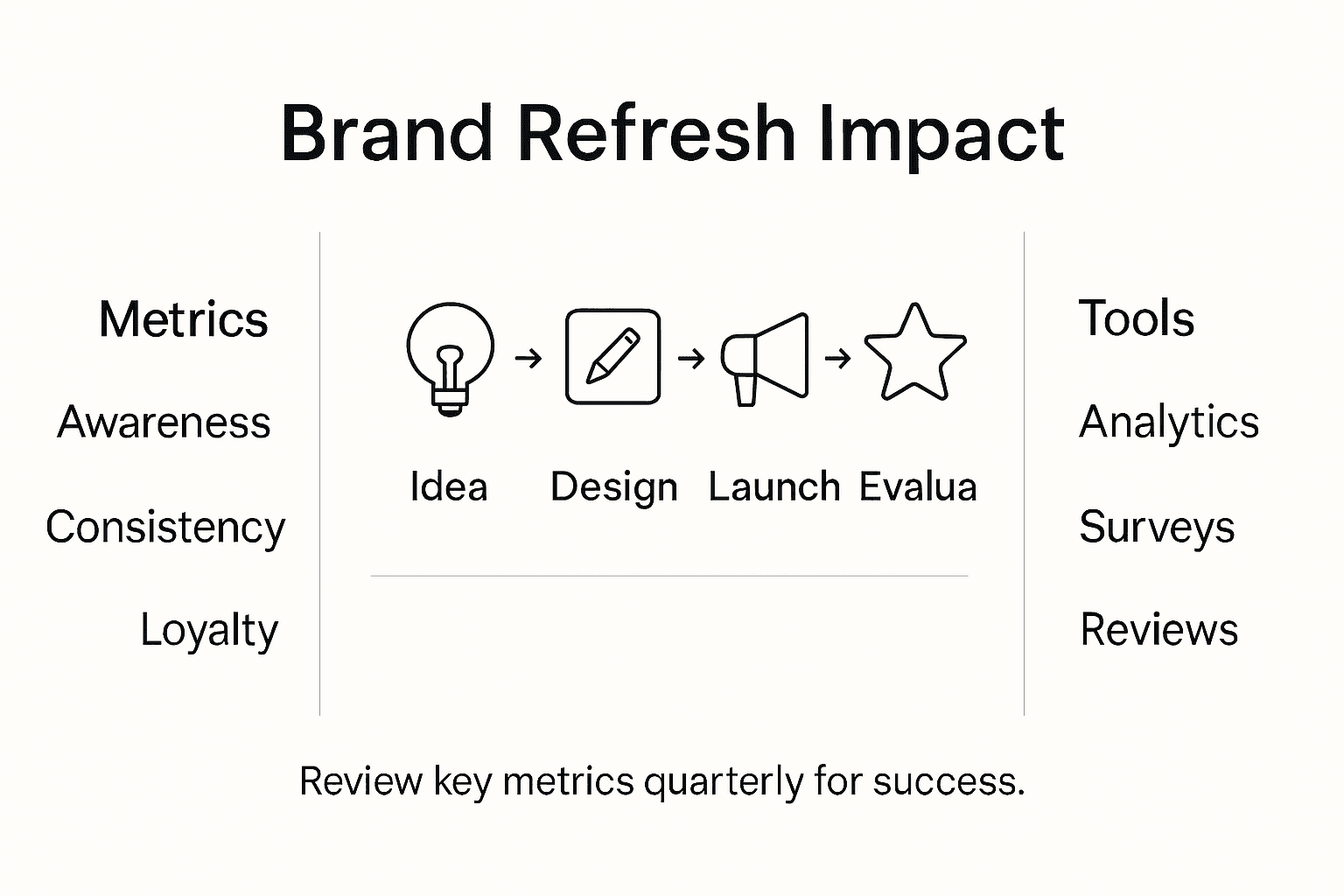 Infographic showing brand refresh impact steps