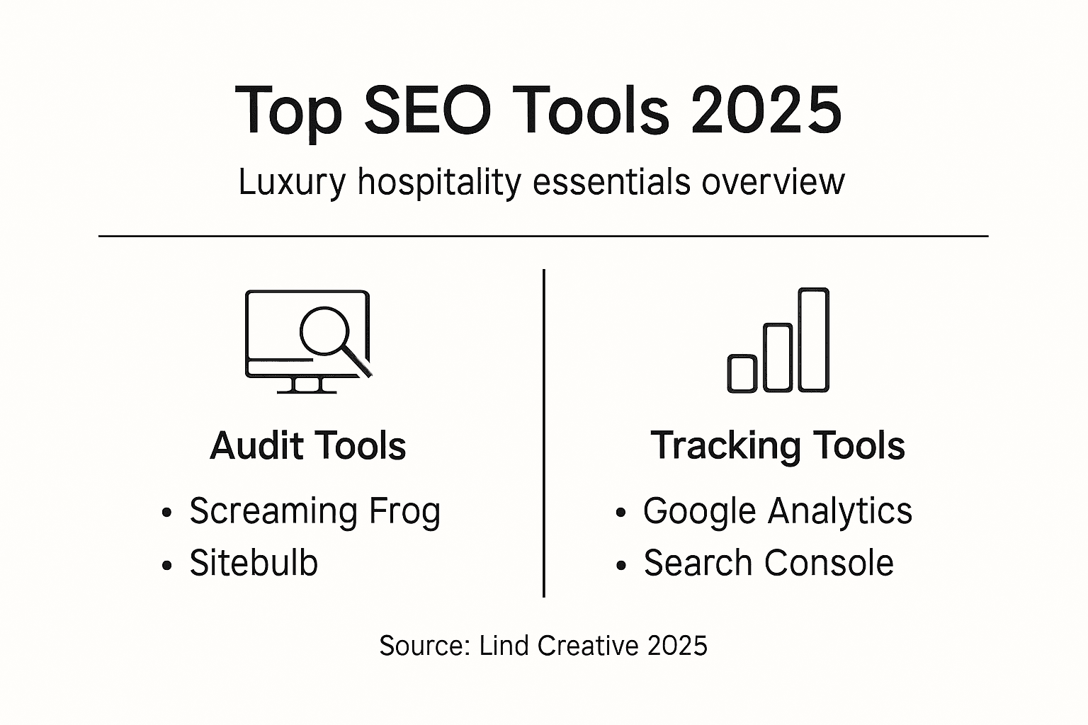 Infographic showing key SEO tools for hotels
