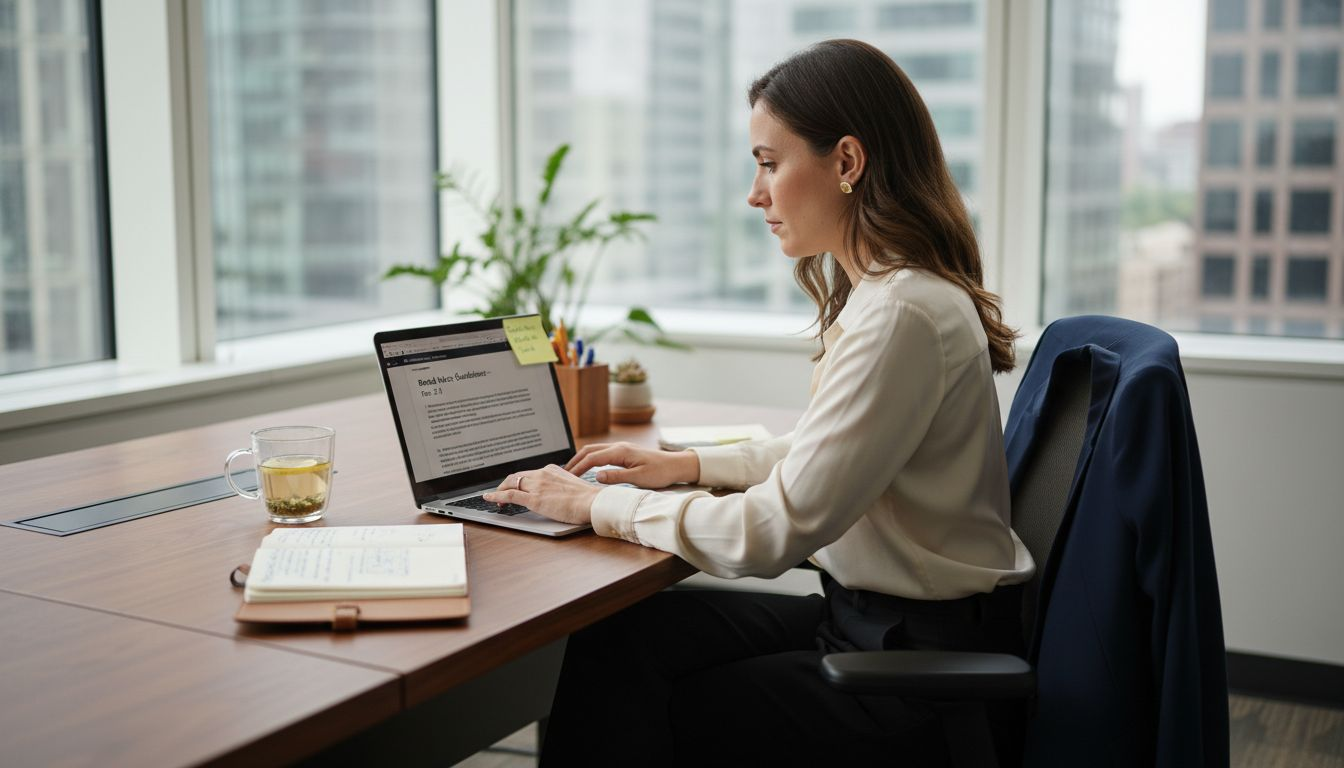 Manager editing luxury brand voice guidelines