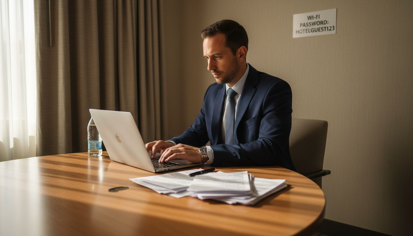 Manager analyzing guest feedback in hotel