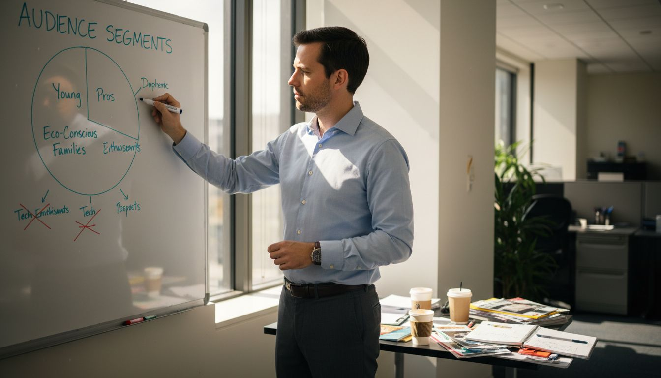 Manager updating audience segment whiteboard