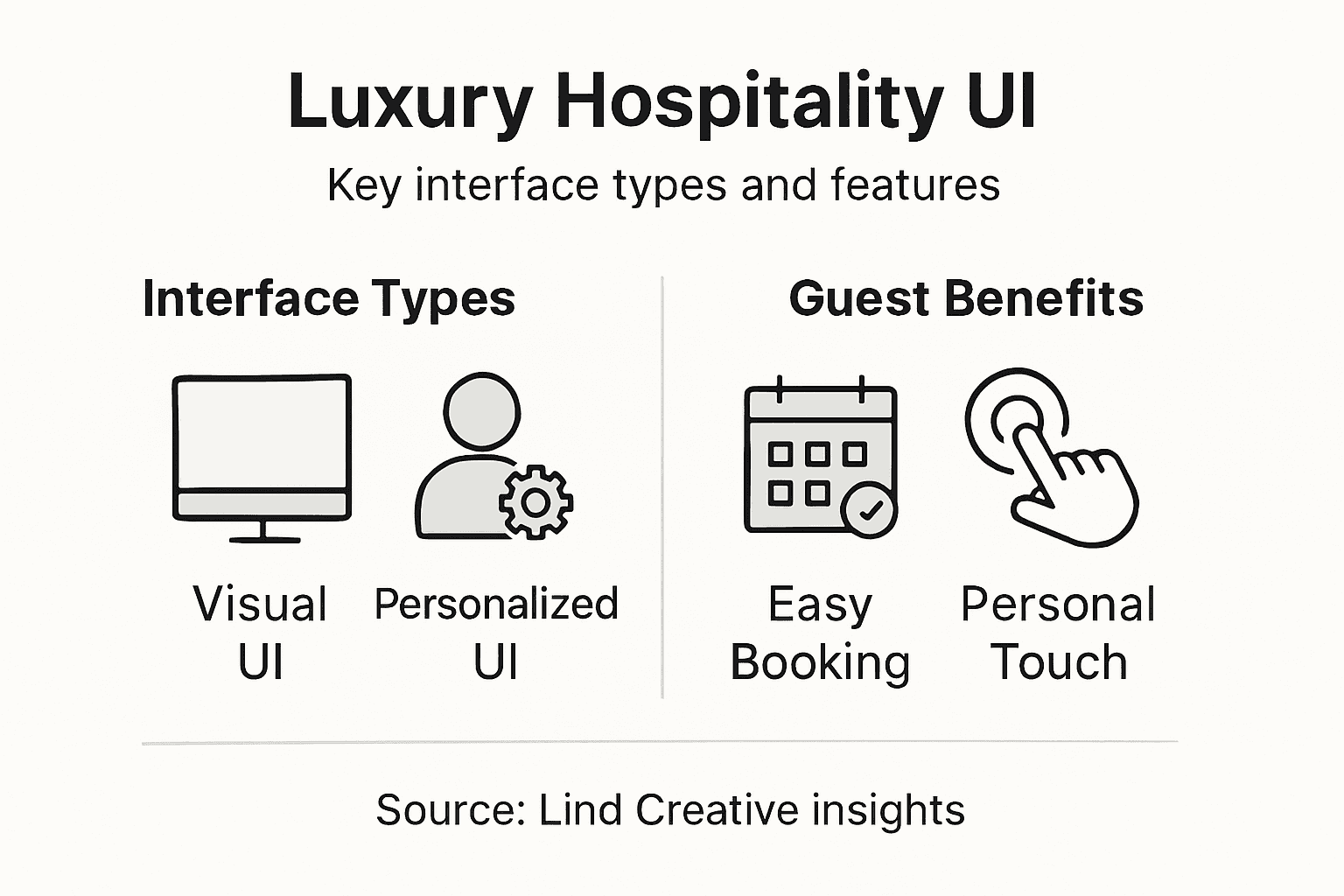 Infographic showing types and benefits of luxury UI
