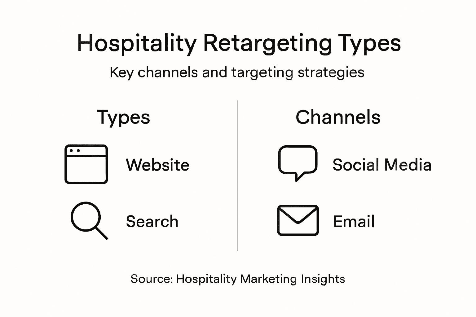 Infographic showing retargeting types and channels