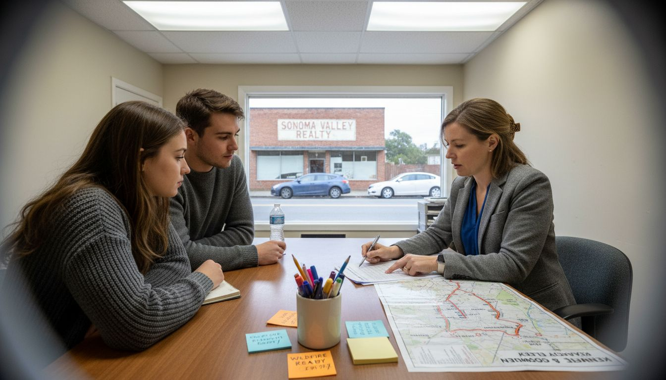 Insurance agent discusses policy with Sonoma County clients