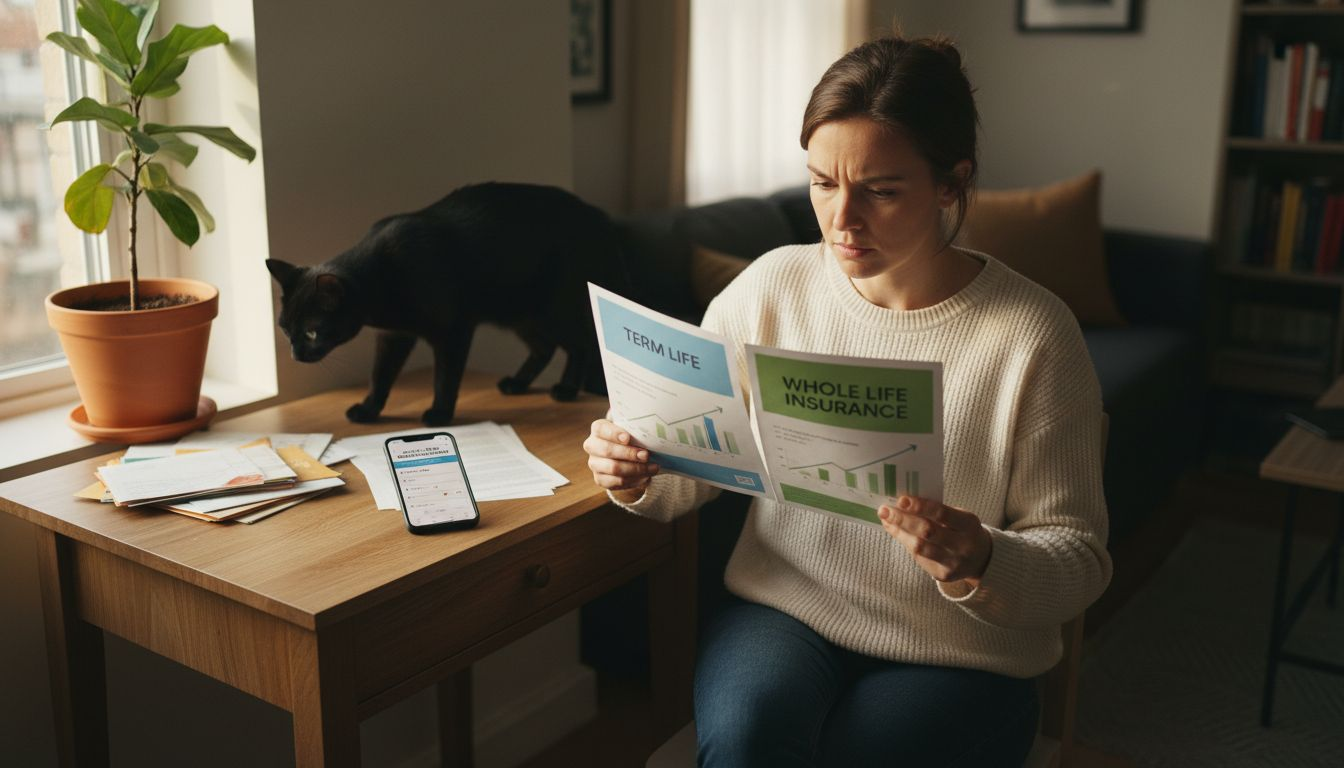 Comparing term and whole life insurance documents