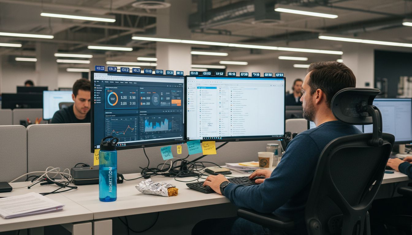 Analyst reviewing digital marketing dashboard