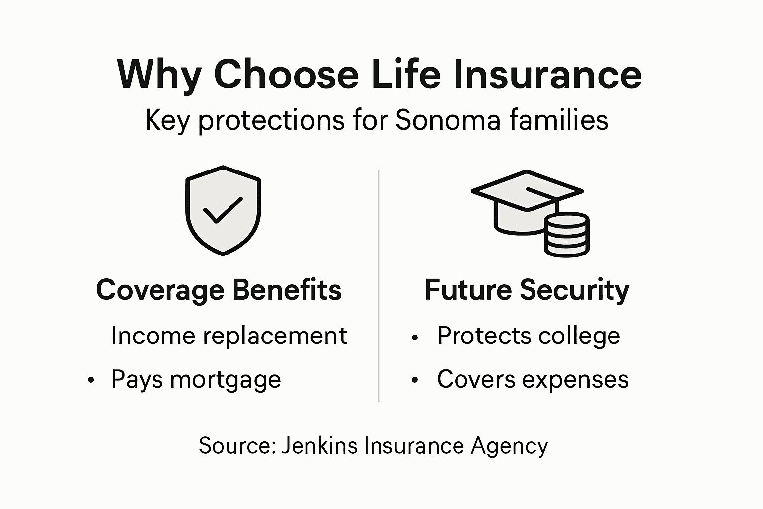 Infographic outlining core life insurance benefits