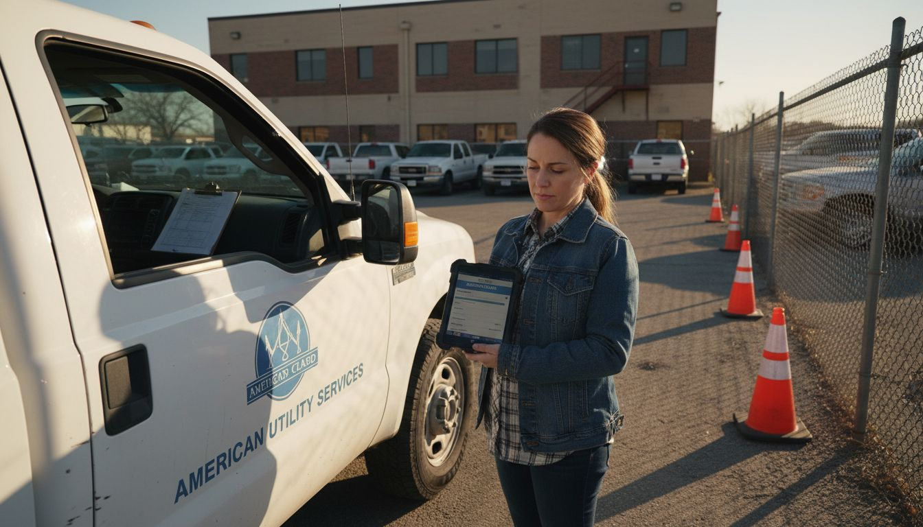 Fleet manager reviewing truck insurance details