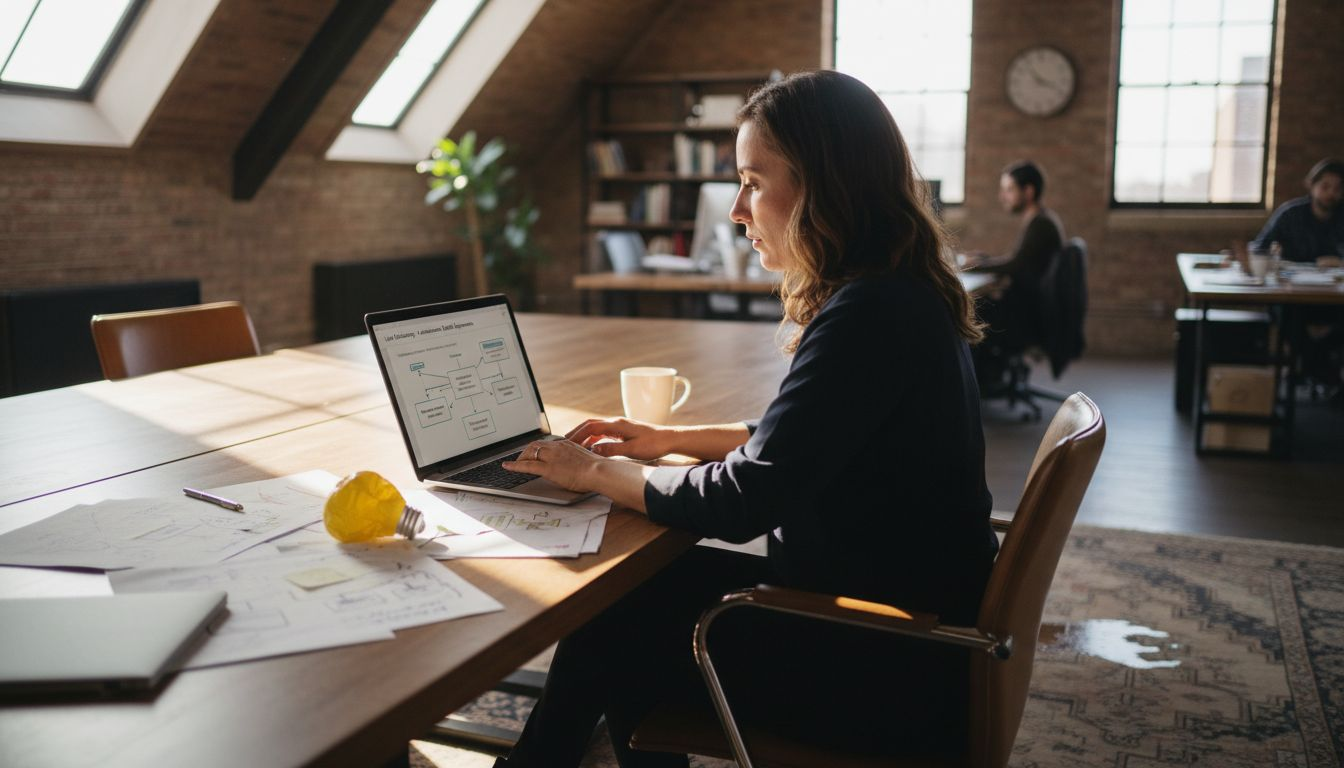 Manager setting up marketing automation workflow