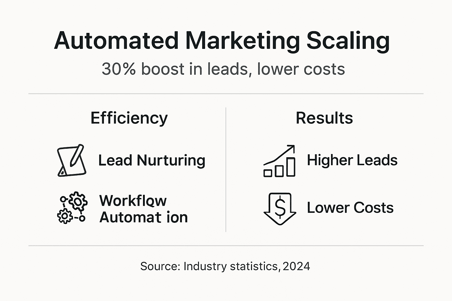 Infographic showing automated marketing scaling advantages