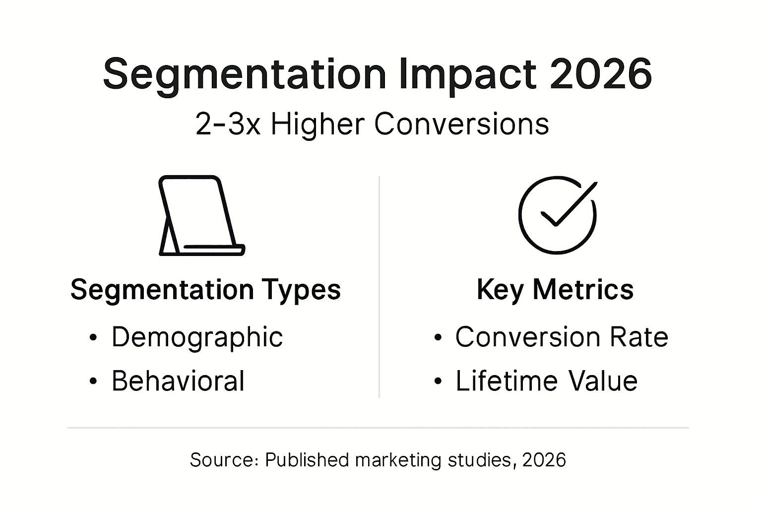 Infographic shows segmentation types and conversions