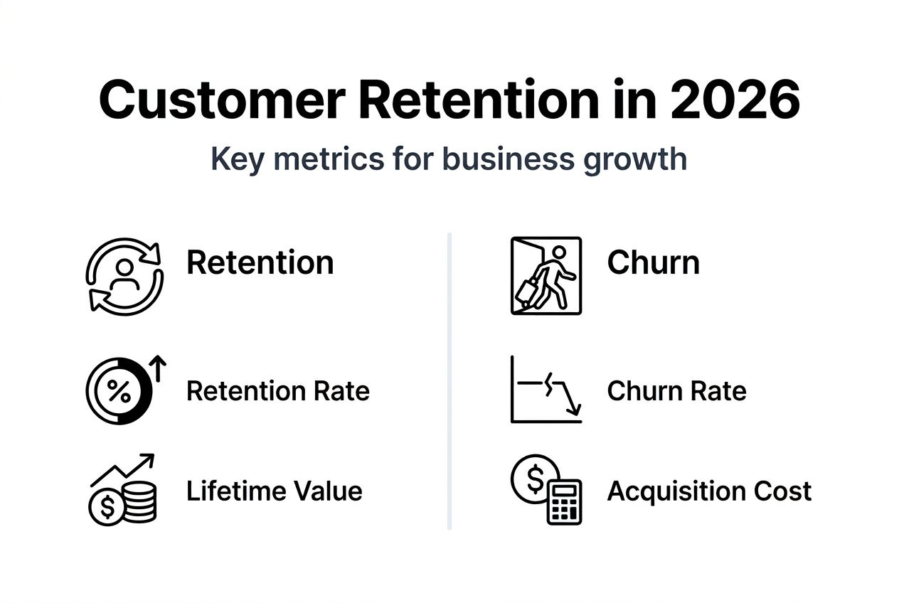 Infographic with retention vs churn metric labels
