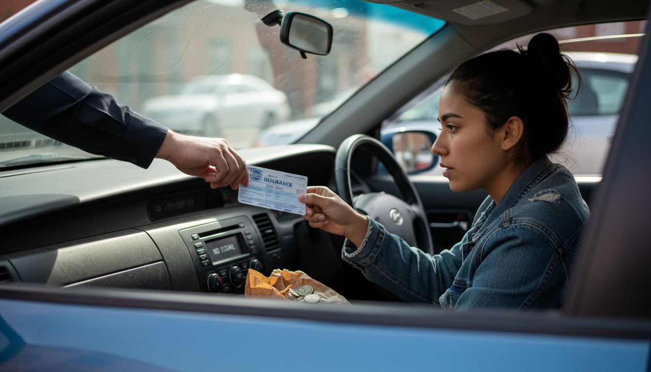 Driver presenting auto insurance card