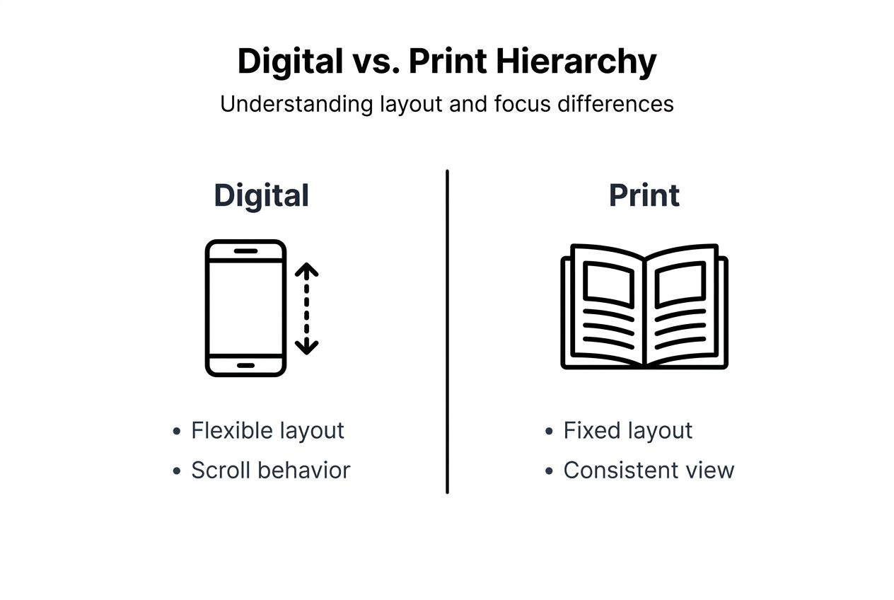 Infographic comparing digital and print hierarchy