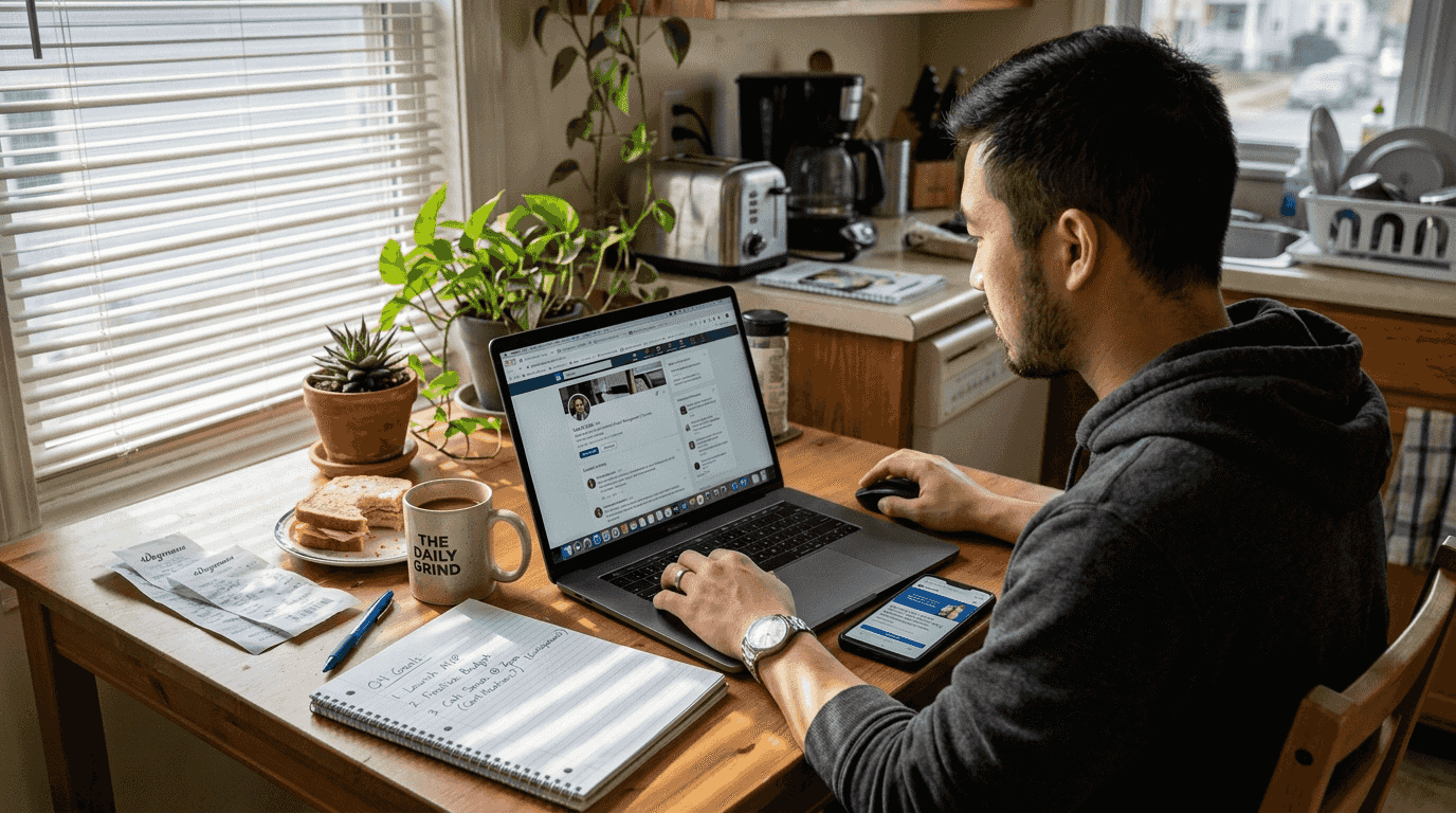 B2B buyer researching online at home