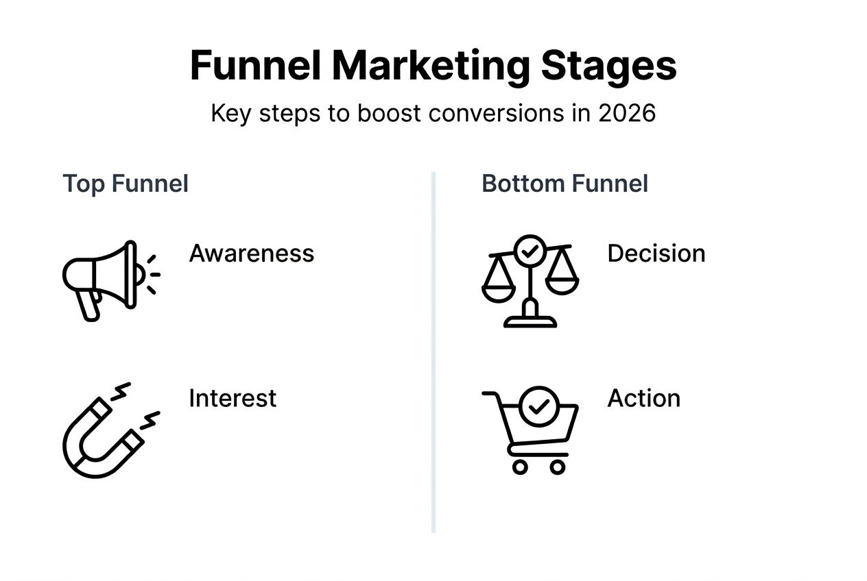 Infographic showing funnel marketing stages
