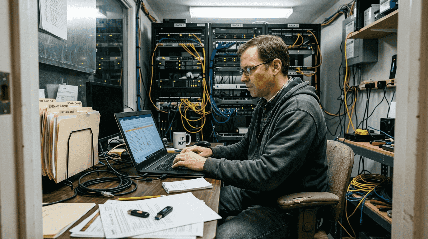 IT manager updating technical SEO server logs