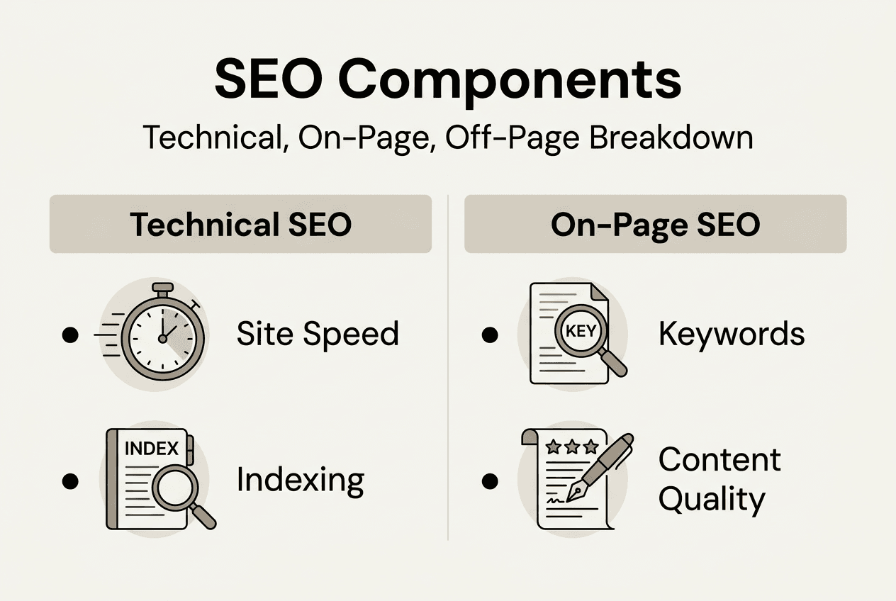 Infographic showing SEO component breakdown