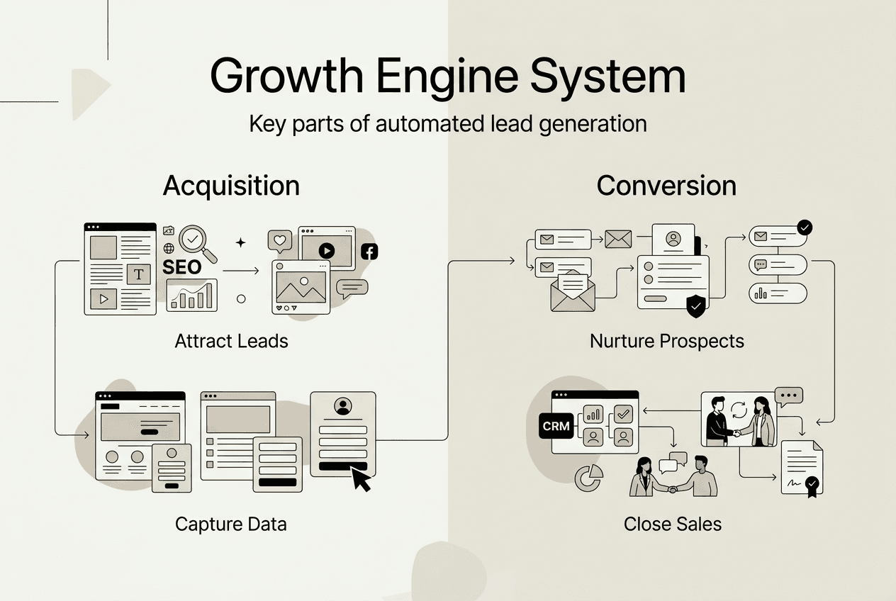 Infographic outlining growth engine steps