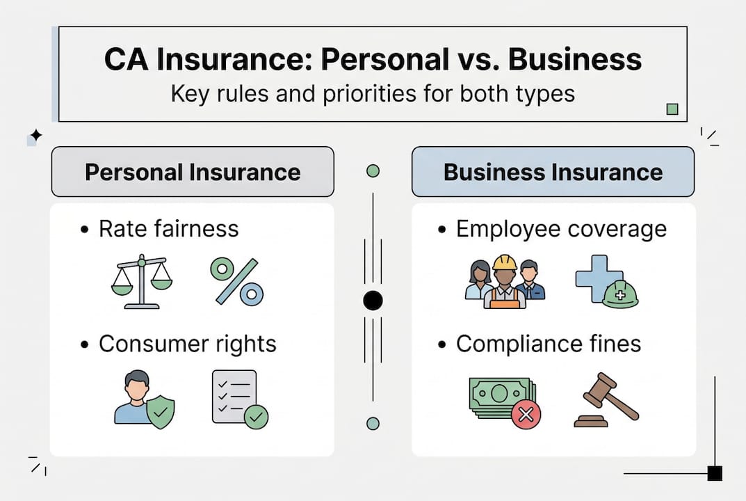 Infographic comparing personal and business insurance rules