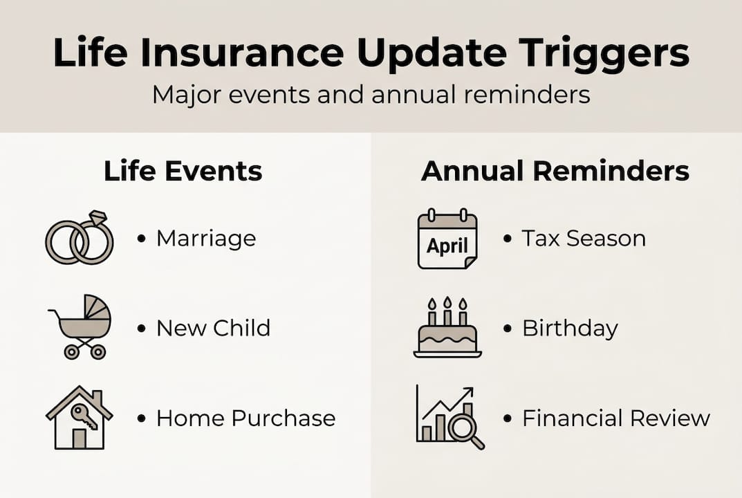Infographic listing life insurance update triggers