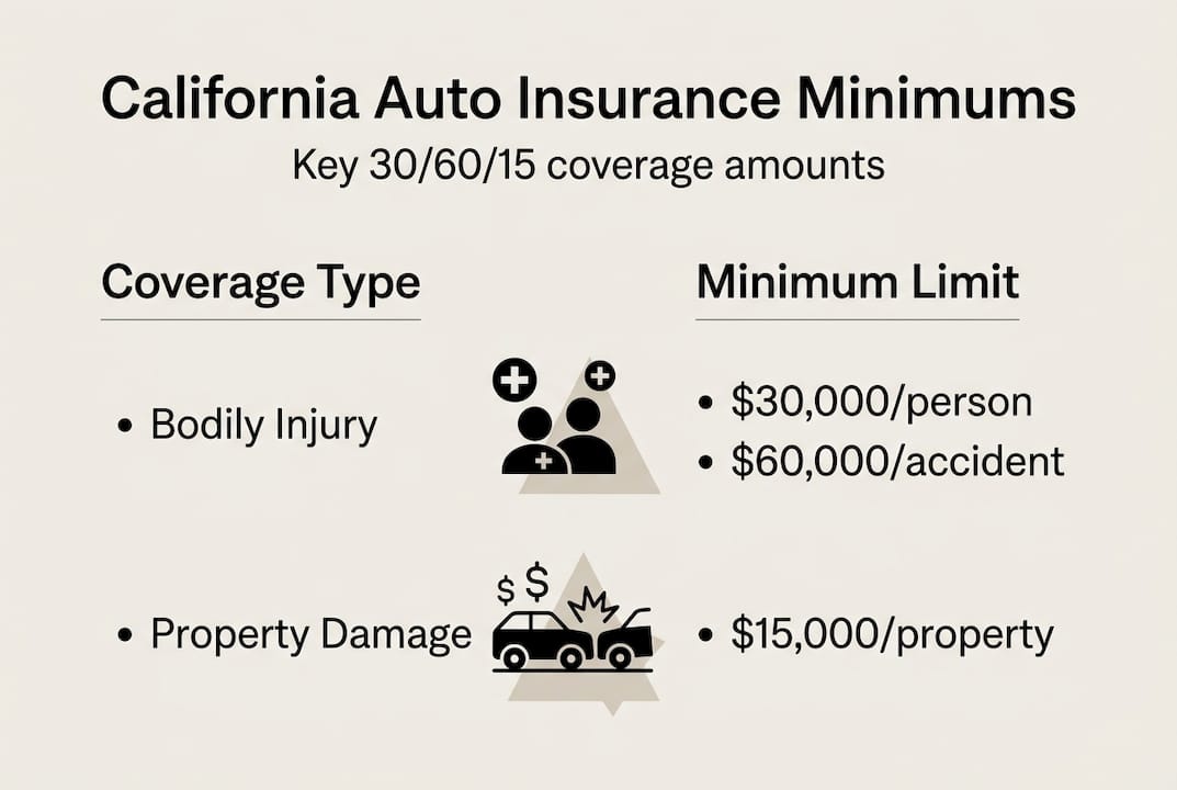 Infographic showing California auto insurance minimum limits