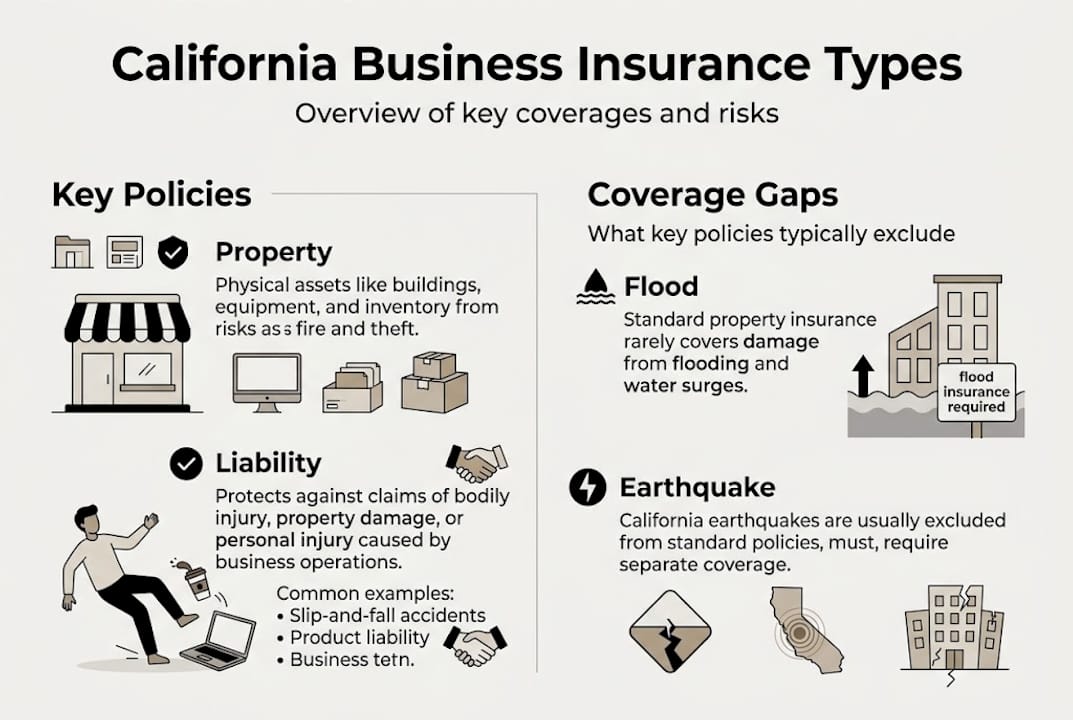Infographic showing insurance types and coverage gaps