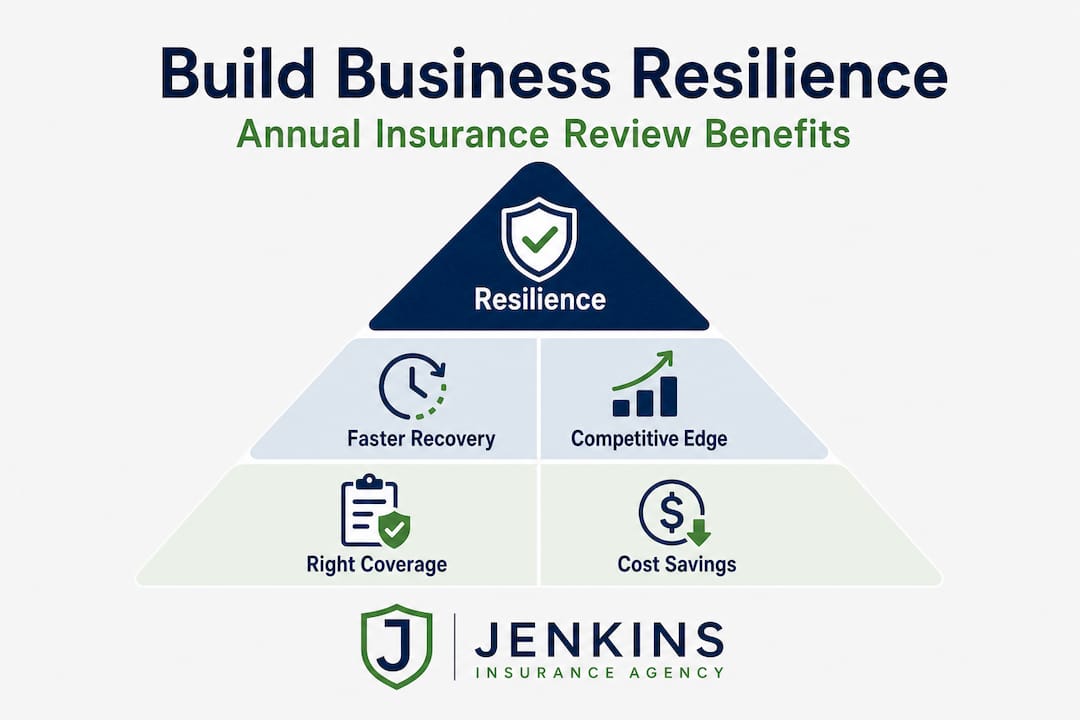 Infographic pyramid of annual review benefits