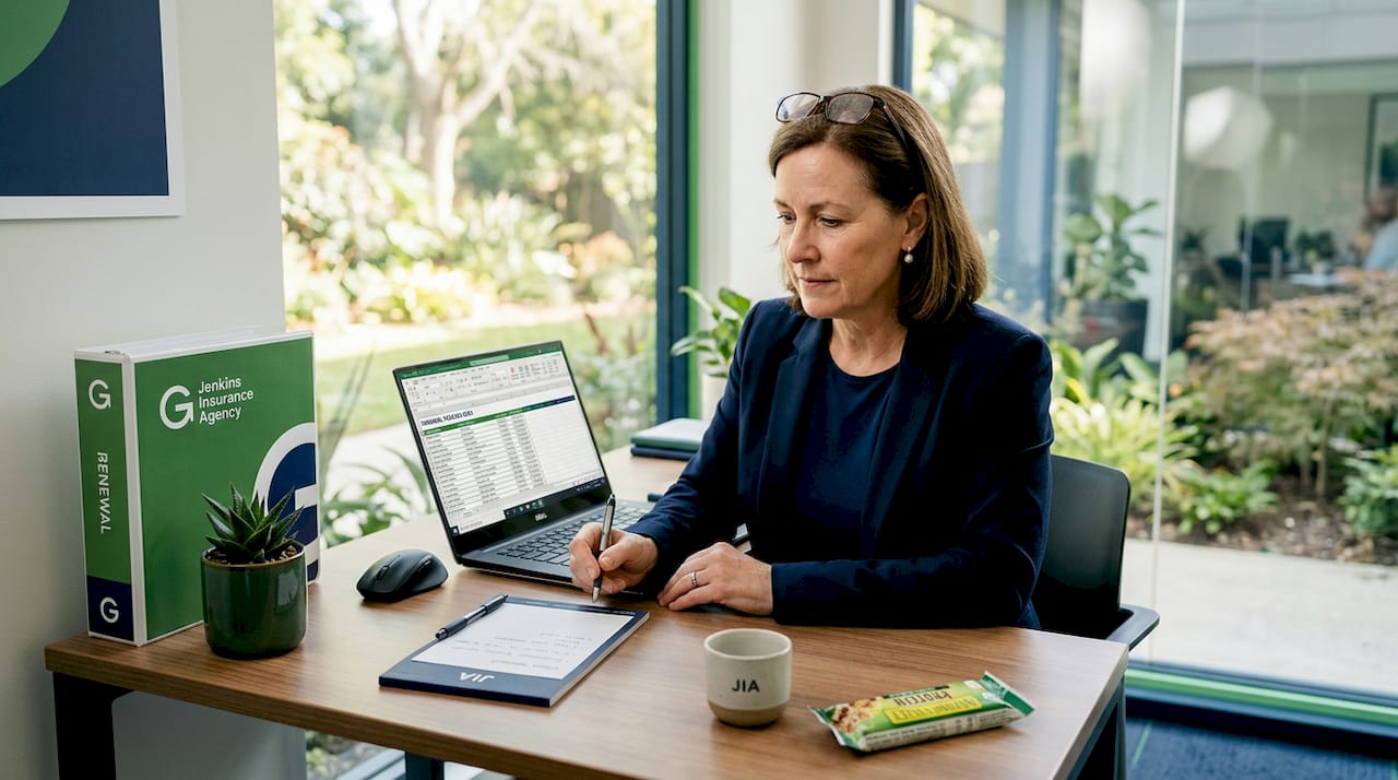 Office manager updating insurance workflow documents